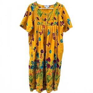 Only Necessities Women's Yellow Floral Patio Dress Size 18/20 Loungewear